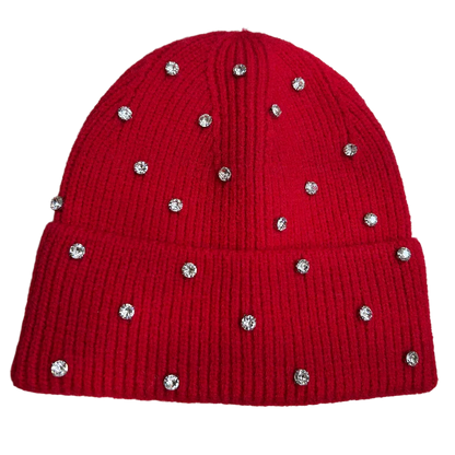 Women's Winter Knit Beanie Hat Soft Warm Fake Diamond Embellished For Party