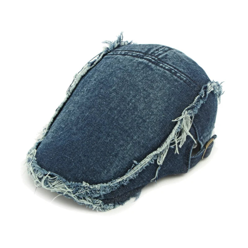Retro Washed Denim Berets Women
