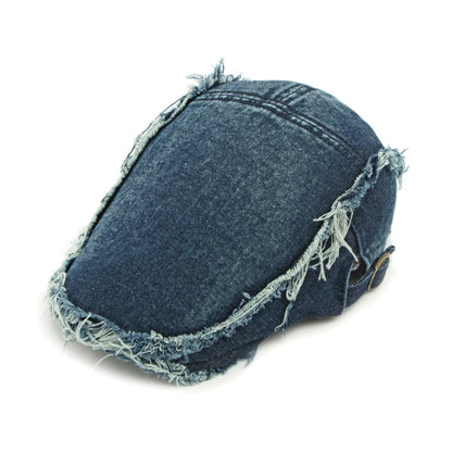 Retro Washed Denim Berets Women
