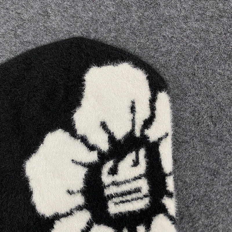 Warm Knitted Hat With Jacquard Flower Design For Men And Women