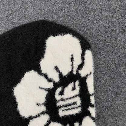 Warm Knitted Hat With Jacquard Flower Design For Men And Women