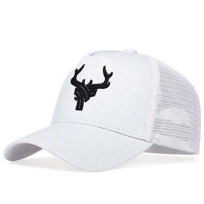 Unisex Animal Antlers Embroidery Baseball Net Caps Spring and Summer