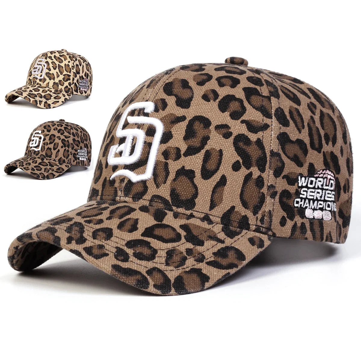 Unisex SD Letter Embroidery Leopard Print Baseball Cap
