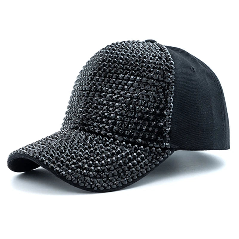 Women Diamond Inlay Cap Simple Plain Baseball Cap Female