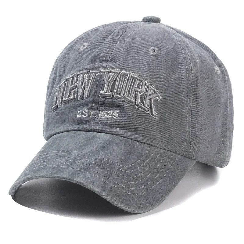 New York Washed Cotton Cap For Men Women