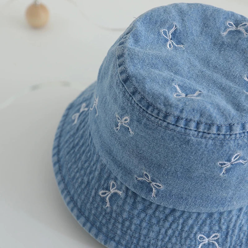 Spring Summer Baby Fisherman Hats Lovely Bow Pattern Kids Boys Girls