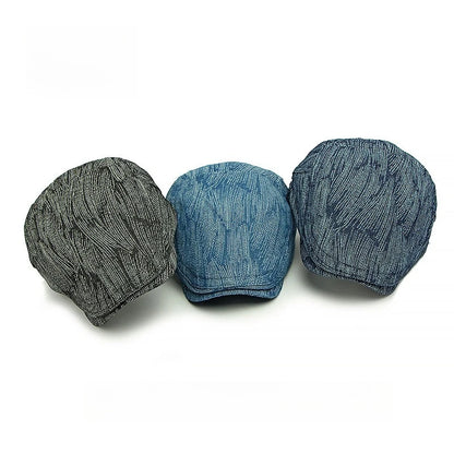 Denim Texture Ivy Flat Cap Adjustable Metal Buckle Newsboy Cap