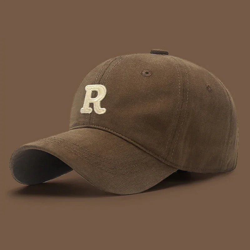 Unisex Korean Version Big Head Circumference Three-Dimensional R Letter Cotton Embroidered Baseball Cap