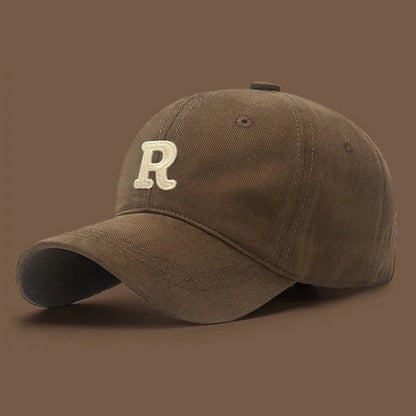 Unisex Korean Version Big Head Circumference Three-Dimensional R Letter Cotton Embroidered Baseball Cap