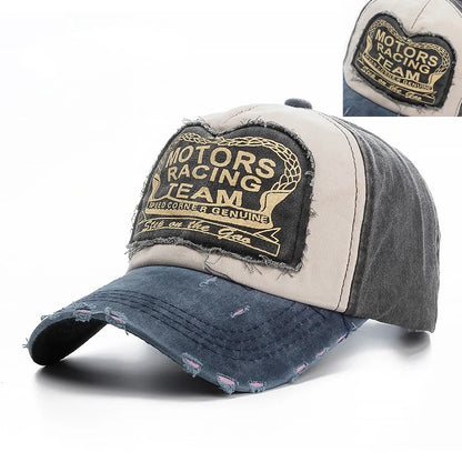 Washed Cotton Damage Baseball Cap Motor For Men Women