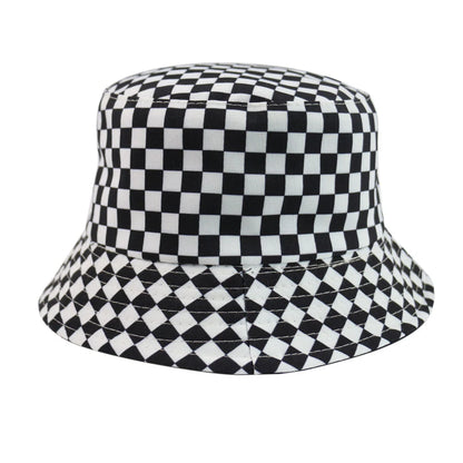 Black and White Checkered Chessboard Checkered Fisherman Hat Female and Male Hip-Hop Street Dance Graffiti Skateboard Hat