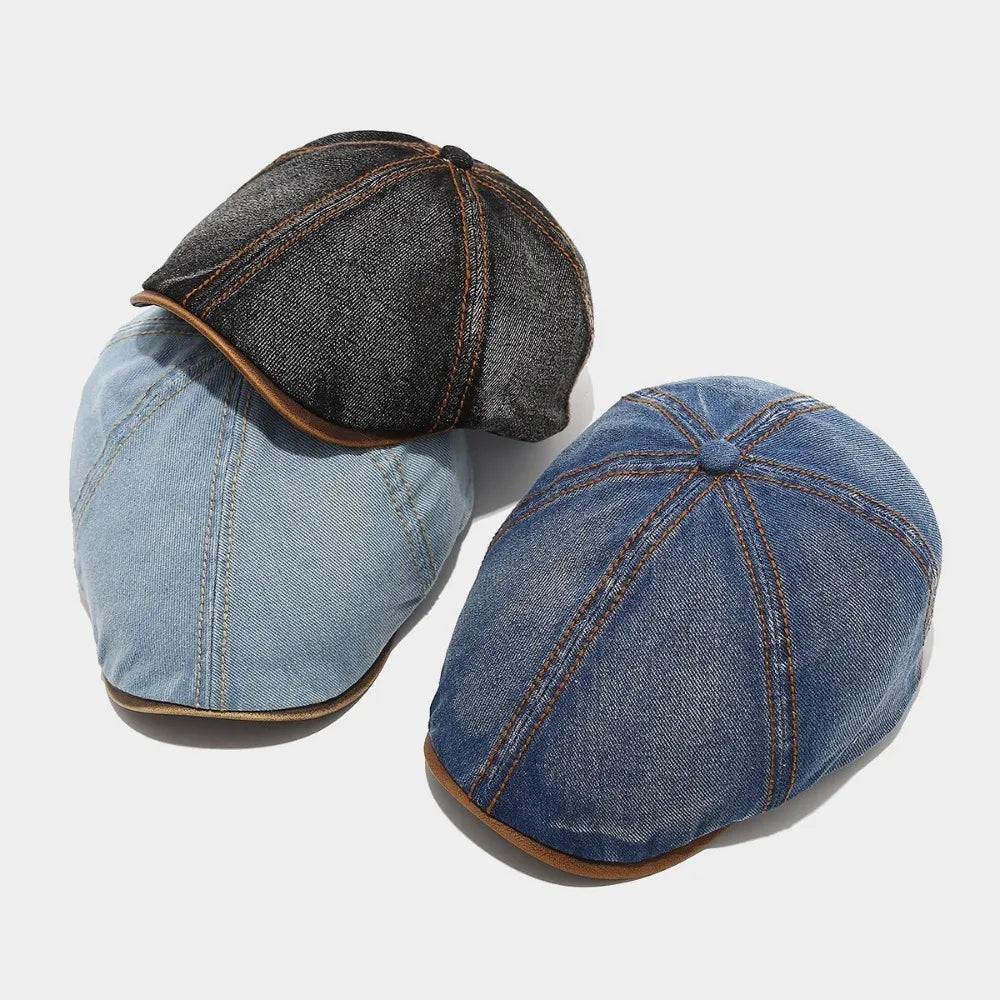 Fashion Washed Denim Beret Hat Unisex