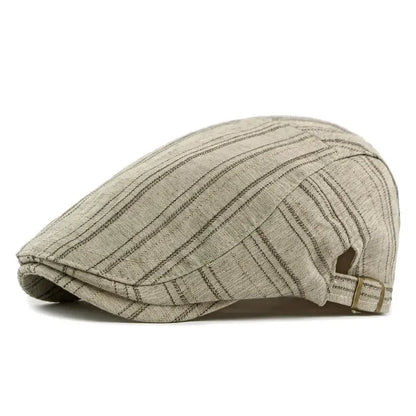 Summer Cotton Striped Print Newsboy Caps Men Flat Cap Women Painter Beret Hats