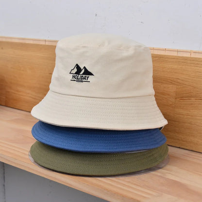 Embroidery Cotton Bucket Hat For Men Summer