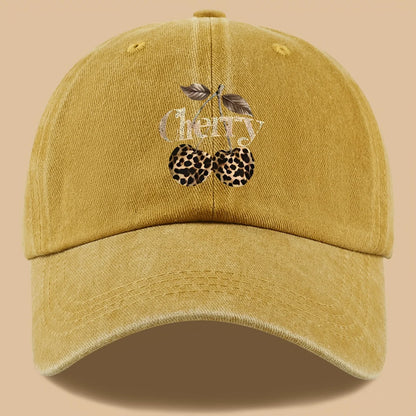 Leopard Print Baseball Cap Cherry Letters Unisex Daily Sun Hat