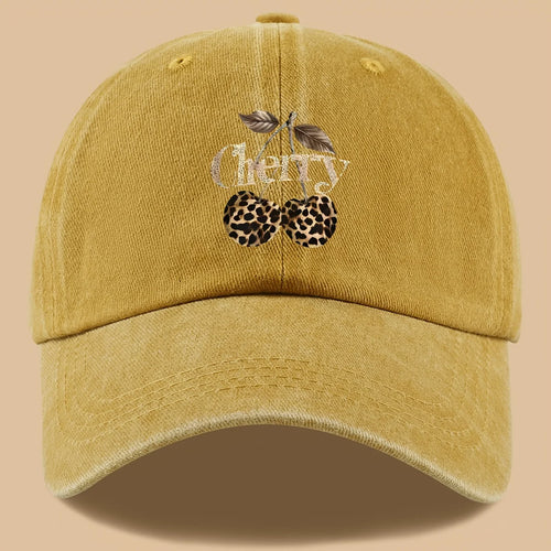 Leopard Print Baseball Cap Cherry Letters Unisex Daily Sun Hat