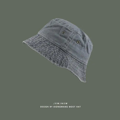 Fashion Women Men Washed Denim Solid Vintage Bucket Hats