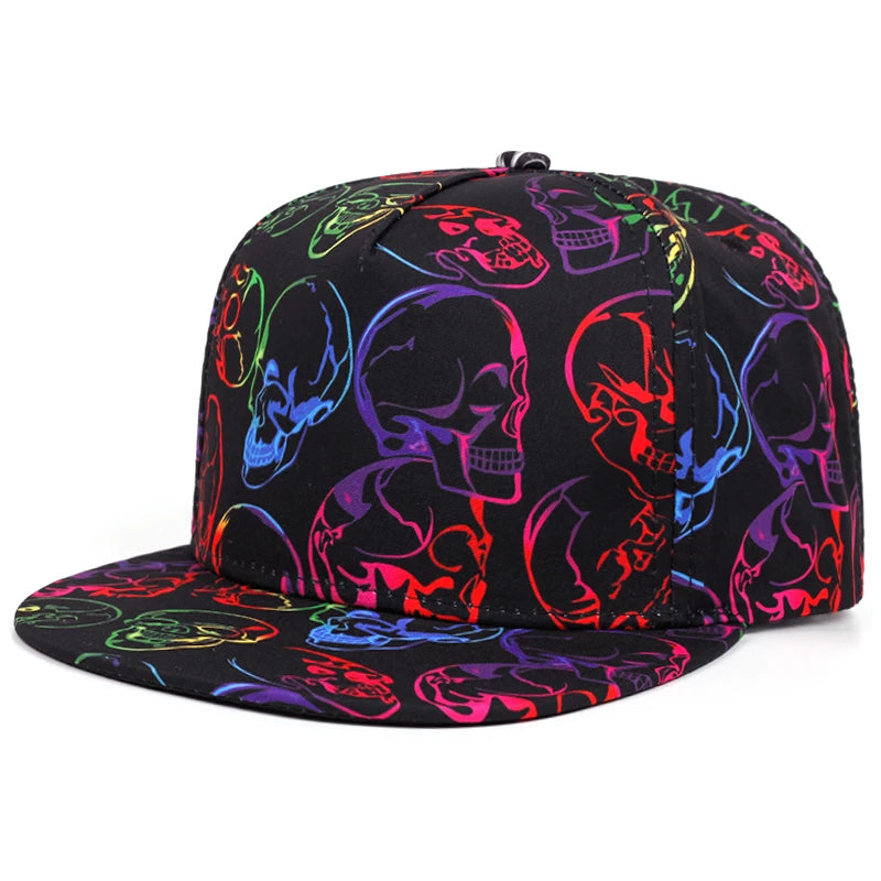 Skeleton Flat Edge Hat Street Dance HipHop Hat Cycling