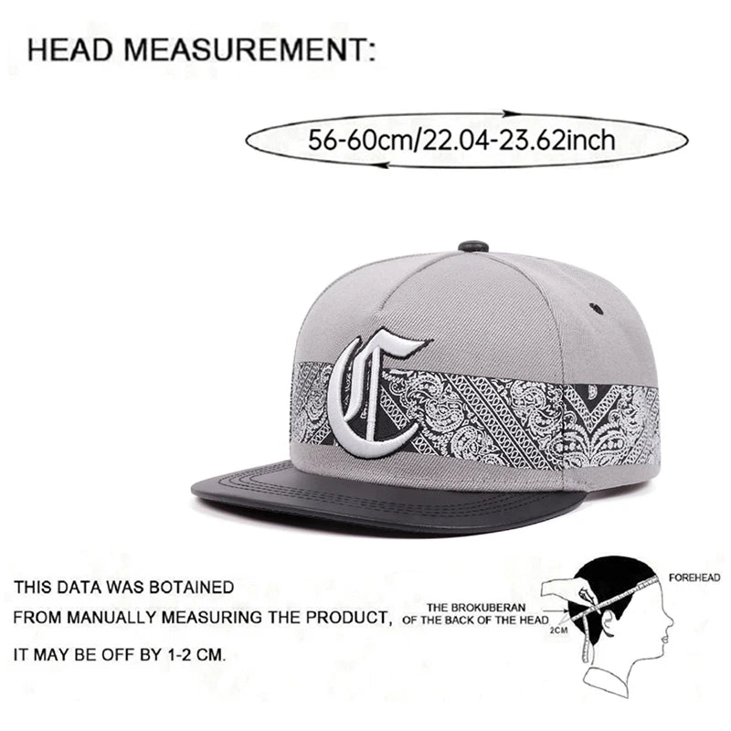 Creative Skateboarding Hat Paisley Gothic C-letter Embroidered Baseball Hat