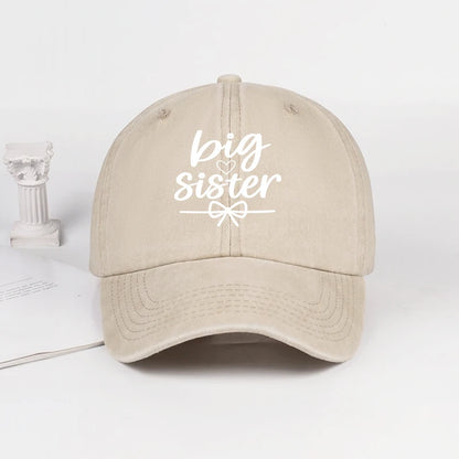 "Big Sister" Print Washed Baseball Cap