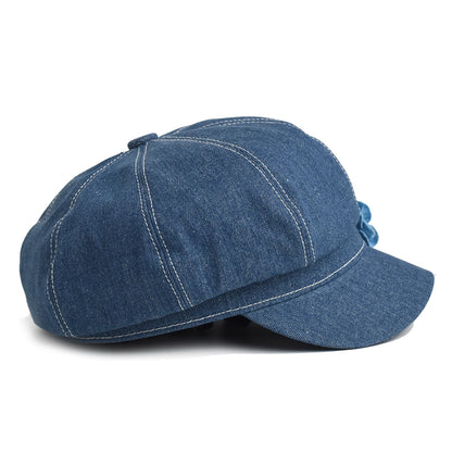 Women's Denim Beret Fashion Ladies Trendy Octagonal Hat