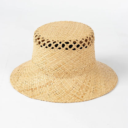 Women Raffia Bucket Hats Hollow Out Style Sun Hat