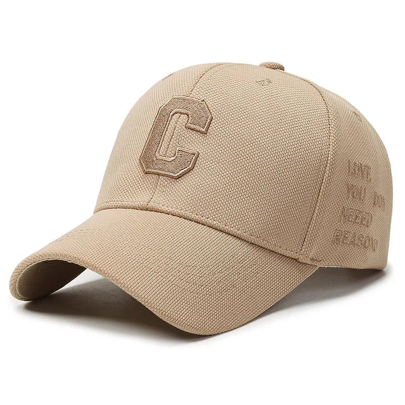 White Golden Letter Baseball Cap For Men