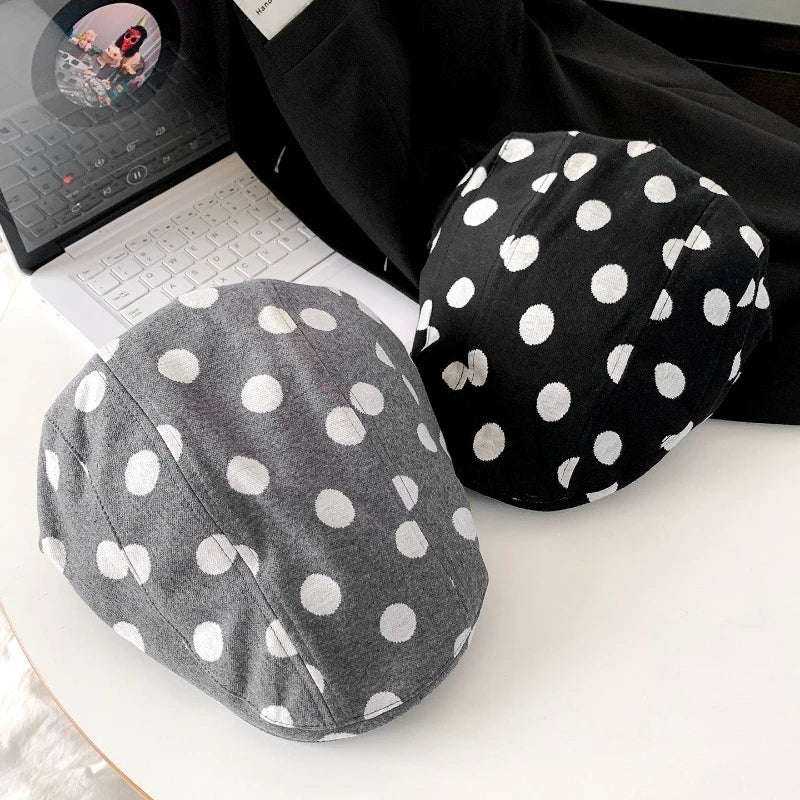 Korean Retro Polka Dot Printing Forward Hat