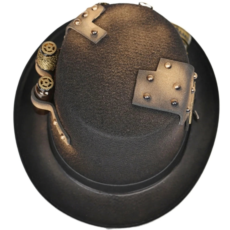 Steampunk Top Hat With Goggles Steampunk Bowler Top Hat
