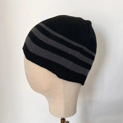 Winter Striped Knitted Acrylic Hat Soft Warm Unisex Beanies Women And Men