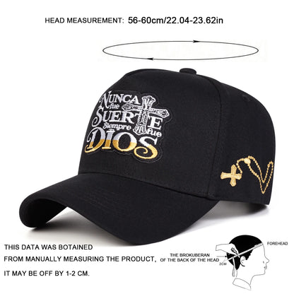 Unisex NUNCA FUE SUERTE Letter Embroidery Baseball Caps Outdoor Adjustable Casual Hats Sunscreen Hat