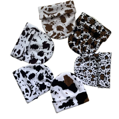 Winter Leopard Knitted Hats For Women Men Outdoor