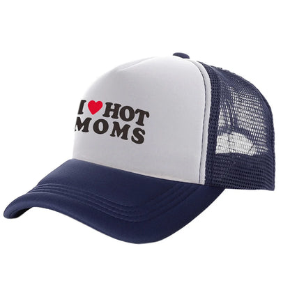 I Love Hot Moms Men Funny Humor Hat Baseball Cap Cool Summer Unisex Mesh Net Caps
