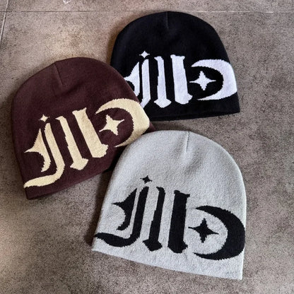 Fashion Jacquard Skull Cap Trendy Letter Knit Beanies