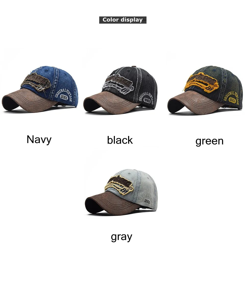 Summer Denim Baseball Cap Men's Fashion Embroidered Letter Cotton Caps