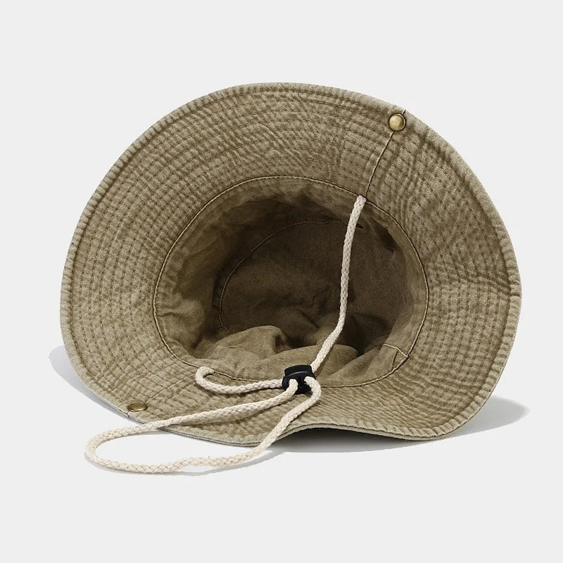 Unisex Washed Denim Bucket Hats Women Fisherman's Hat Letter Embroidery Bob Caps