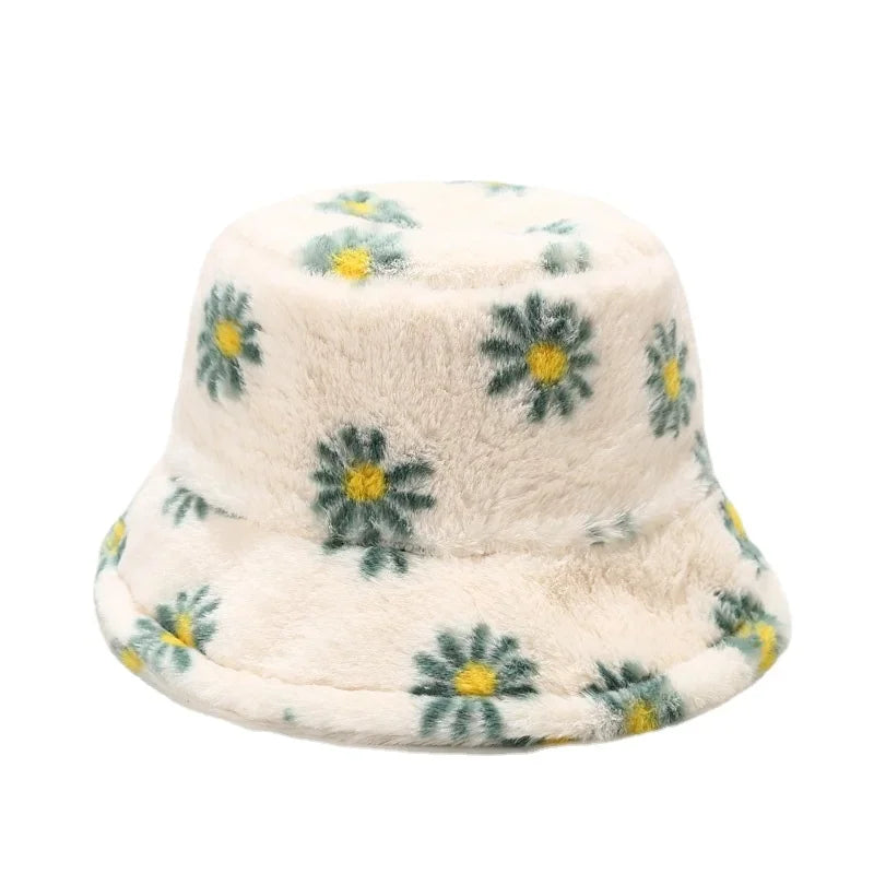 2024 New Winter Bucket-Hats Fluffy Fur Men Women Panama Hat