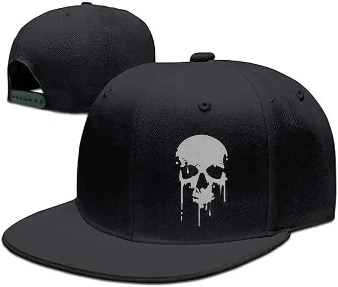 Flat Bill Hats For Men Snapback Skull Hats Black Hat For Teen Boys Skateboard Hats Baseball Cap