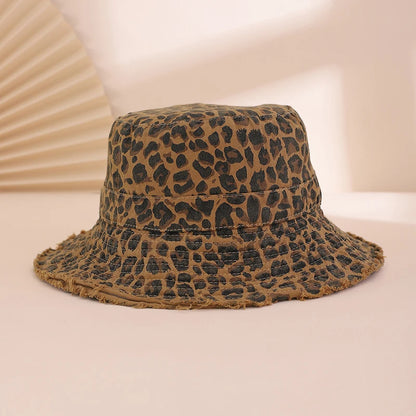 Korean Retro And Fashionable Leopard Print Fisherman Hat