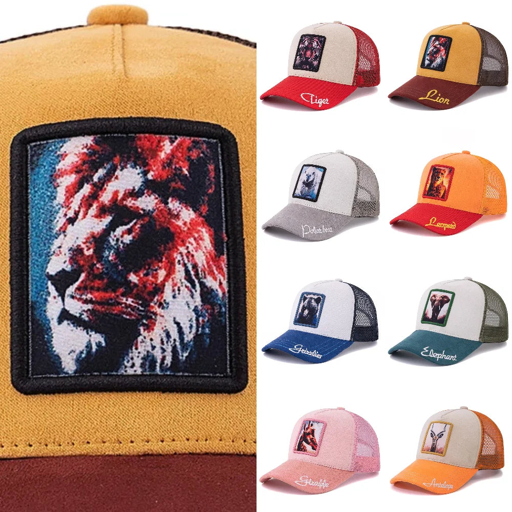 Unisex Lion Pattern Patch Suede Hat Spring Summer Baseball Cap For Men Women ﻿