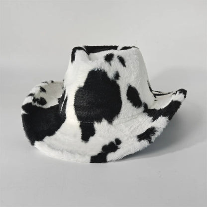 Leopard Print Rabbit Fur Cowboy Hat 7.5cm Western Cowboy Fedora