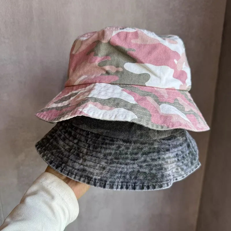 New Washed Cotton Camouflage Bucket Hat For Men And Women Outdoor