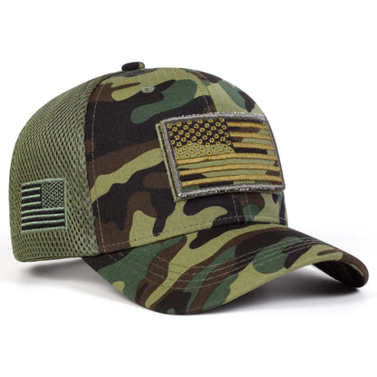 Unisex American Flag Embroidery Camouflage Baseball Net Caps Spring Summer
