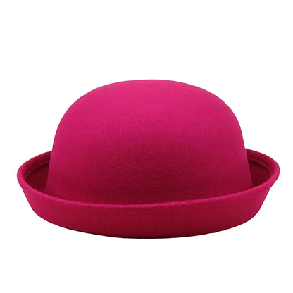 Top Cap Solid Color Women Girl Fashion Polyester Fedora Hats