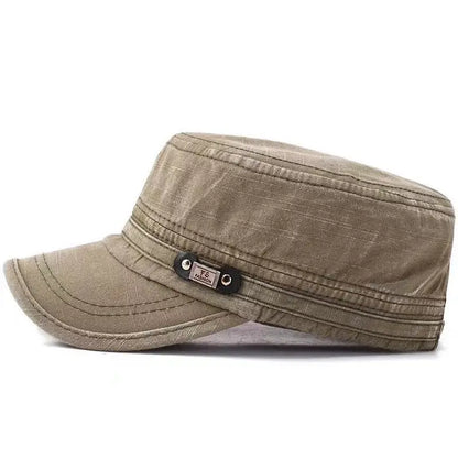 Washed Cotton Flat Top Military Cap Outdoor Fisherman Caps Women Men