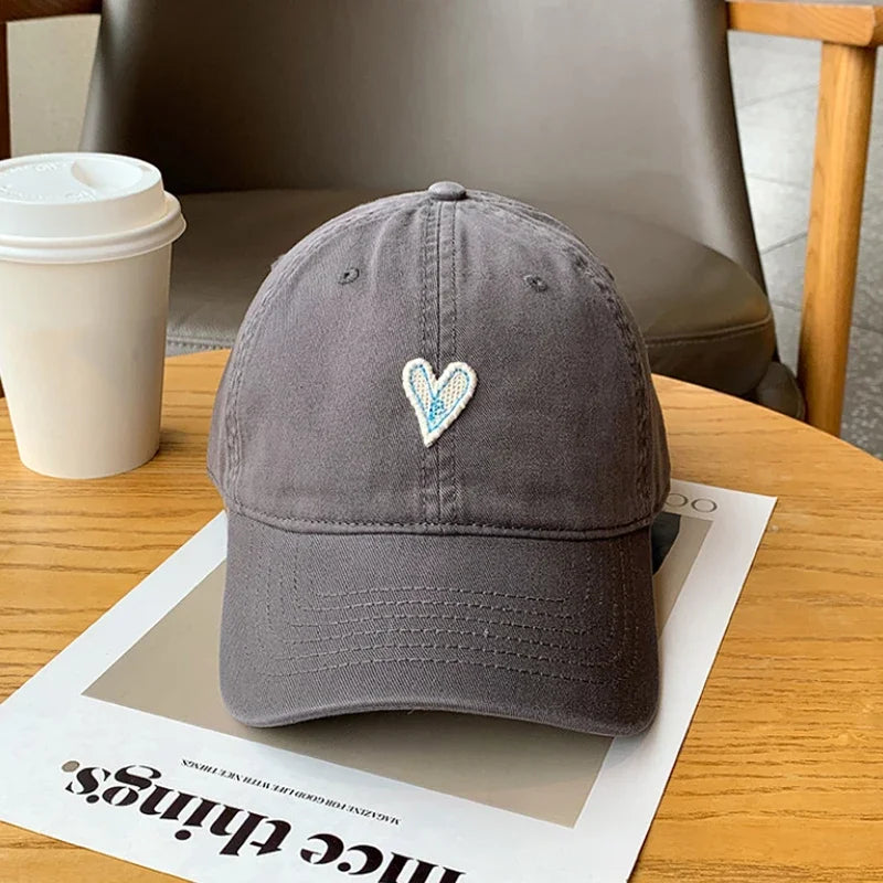 RICYGVM Love Baseball Hat For Men Women Solid Color Duckbill Cap Heart Peaked Cap Cotton Hats Sunshade