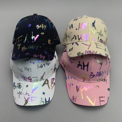 Cool Shiny Gradient Graffiti Letter Kpop Men Women Baseball Hats