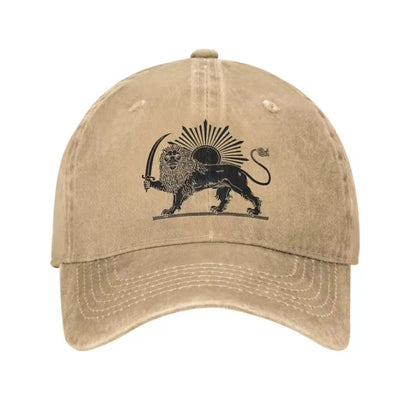Iranian Flag Baseball Cap Outdoor Men Sun Hat Lion Crown Flag Pahlavi Dynasty Lion Sun Flag