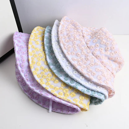 Small Flowers Bucket Hat Sunscreen Sun Hat Fashion Basin Cat
