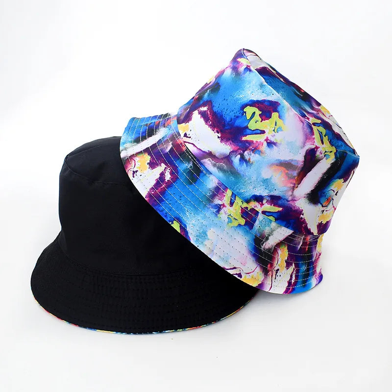 Street Graffiti Men's Bucket Hat Double-Sided Hip Hop Outdoor